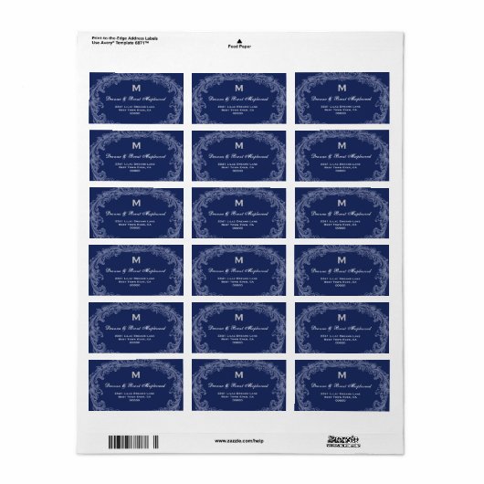 Elegant Midnight  Monogram B454 Etiket (Full Sheet)