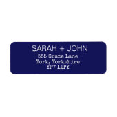 Elegant Midnight Navy Blue Wedding Address Etiket (Voorkant)