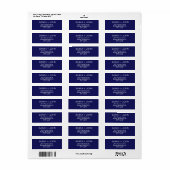Elegant Midnight Navy Blue Wedding Address Etiket (Full Sheet)