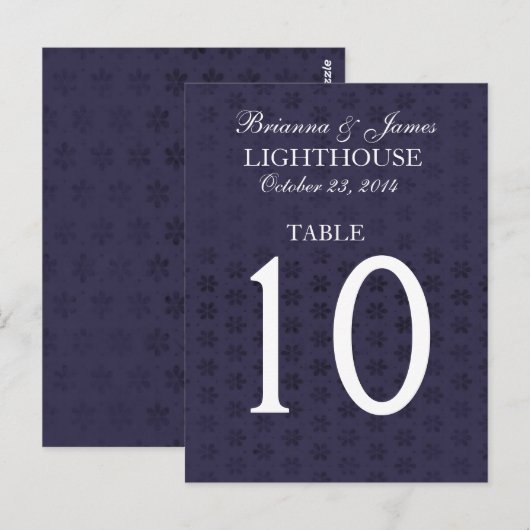 Elegant Midnight & White Trouwtafel Nummer Kaart (Voorkant / Achterkant)