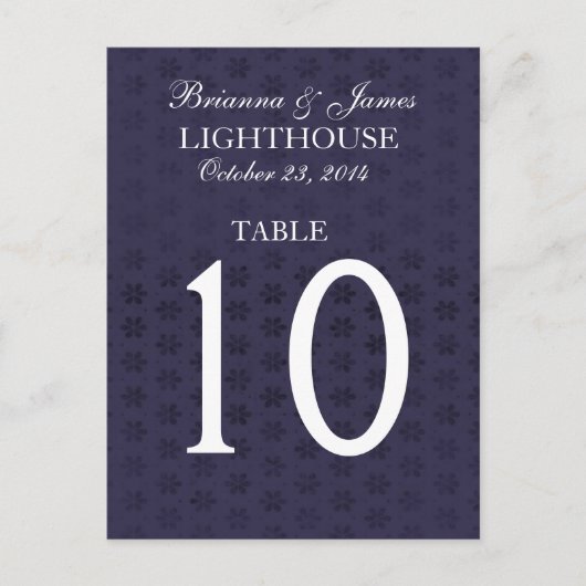 Elegant Midnight & White Trouwtafel Nummer Kaart (Voorkant)