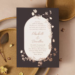 Elegant Midnight Wreator Light Floral Lijst Roos Folie Uitnodiging<br><div class="desc">*Real Roos Folie Lijst</div>