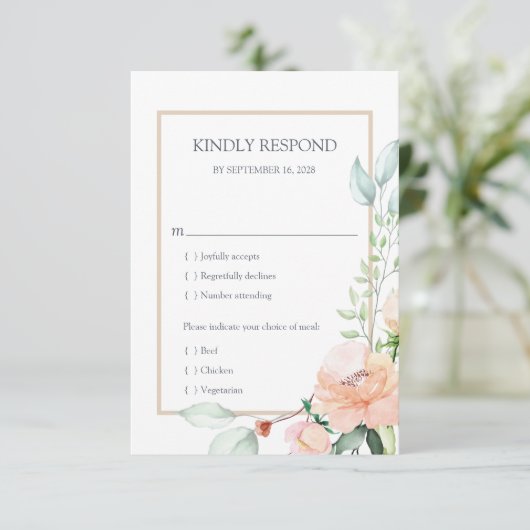 Elegant Midzomer Waterverf Florals | Keuze uit maa RSVP Kaartje (Staand voorkant)