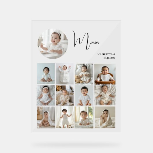 Elegant Mijn eerste jaar Collage Custom Photo Acryl Bord (Voorkant)