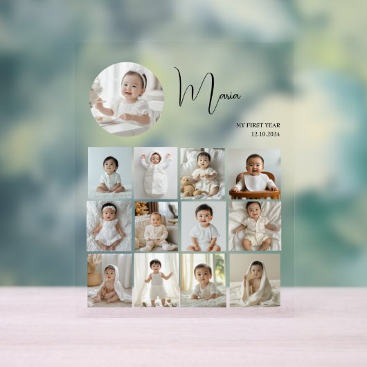 Elegant Mijn eerste jaar Collage Custom Photo Acryl Bord (Neutraal)