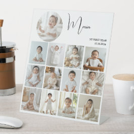 Elegant Mijn eerste jaar Collage Custom Photo Reclamebord Met Voetstuk