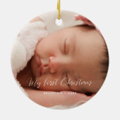 Elegant mijn eerste kerst Baby foto Keramisch Ornament (Achterkant)
