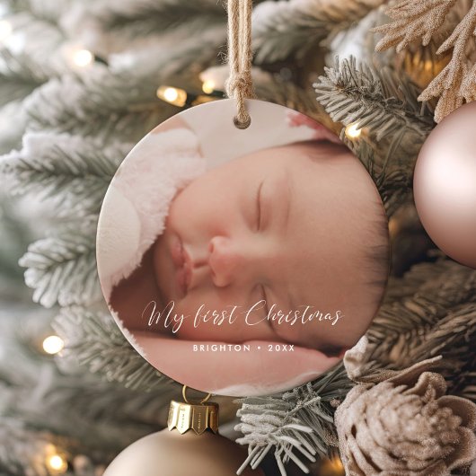 Elegant mijn eerste kerst Baby foto Keramisch Ornament