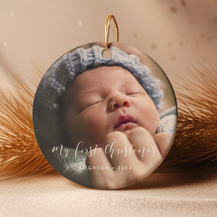 Elegant Mijn eerste kerstfoto baby Keramisch Ornament