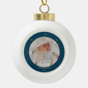 Elegant Mijn Eerste Kerstmis Baby's Foto  Keramische Bal Ornament