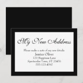 Elegant mijn nieuwe adres grenst aan zwart op wit informatiekaartje (Voorkant / Achterkant)