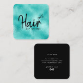 Elegant mijnenblauw en zwarte schaar vierkante visitekaartje (Voorkant / Achterkant)