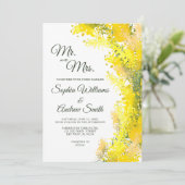 Elegant Mimosa Floral Wedding Kaart (Staand voorkant)