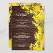 Elegant Mimosa Flowers Wedding Menu (Voorkant / Achterkant)