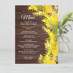 Elegant Mimosa Flowers Wedding Menu