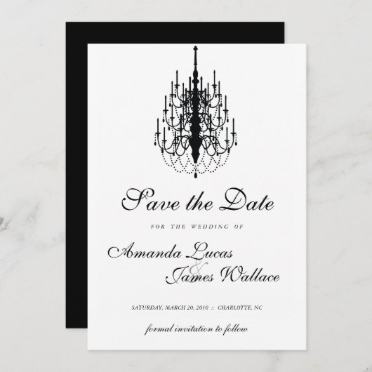 elegant mini chandelier slaat de datum op save the date (Voorkant / Achterkant)