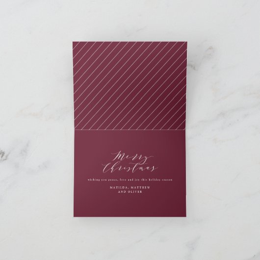 Elegant mini-kerstscript, bogundy Ho Feestdagen Kaart (Binnen)