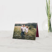 Elegant mini-kerstscript, bogundy Ho Feestdagen Kaart (Voorkant)