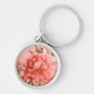 Elegant Miniatuur Bloem Schilderij Hart Sleutelhanger