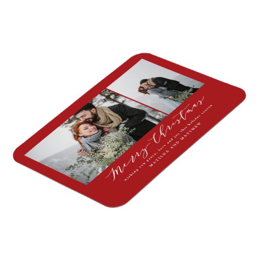 Elegant miniem foto-collage kerstscript magneet (Linkerzijde)