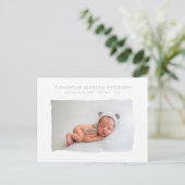 Elegant miniem grijs geboorteplaatje aankondigingskaart (Staand voorkant)