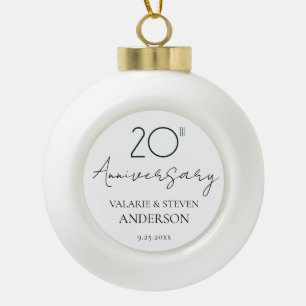 Elegant minimaal 20e Jubileum bruiloft keramiek Keramische Bal Ornament