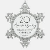 Elegant minimaal 20e Jubileum bruiloft keramiek Tin Sneeuwvlok Ornament (Voorkant)