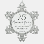 Elegant minimaal 25e Jubileum bruiloft keramiek Tin Sneeuwvlok Ornament (Voorkant)