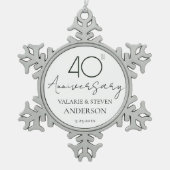 Elegant minimaal 40e Jubileum bruiloft keramiek Tin Sneeuwvlok Ornament (Voorkant)