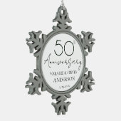 Elegant minimaal 50e Jubileum bruiloft Tin Sneeuwvlok Ornament (Links)