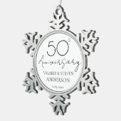 Elegant minimaal 50e Jubileum bruiloft Tin Sneeuwvlok Ornament (Rechts)