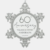 Elegant Minimaal 60e Jubileum Bruiloft Sneeuwvlok Tin Sneeuwvlok Ornament (Voorkant)