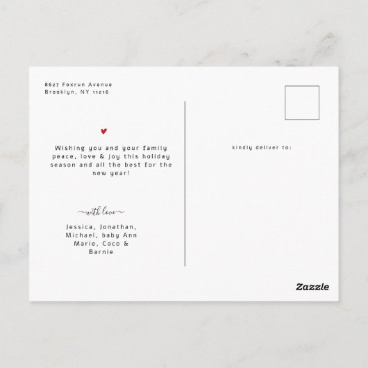 Elegant minimaal 9 fotocollage kerstvakantie briefkaart (Achterkant)