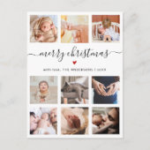 Elegant minimaal 9 fotocollage kerstvakantie briefkaart (Voorkant)
