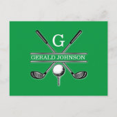 Elegant Minimaal Aangepast Golf Monogram Briefkaart (Voorkant)