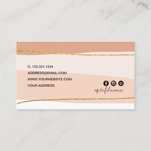 Elegant minimaal abstract gouden glitter-trouwerek klantenkaartje (Achterkant)