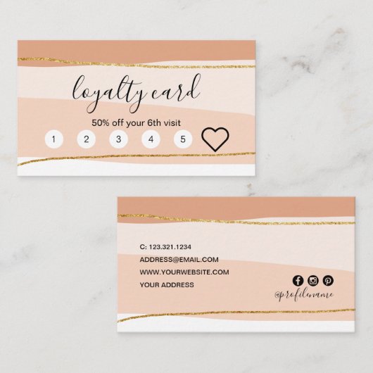 Elegant minimaal abstract gouden glitter-trouwerek klantenkaartje (Voorkant / Achterkant)