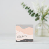 Elegant minimaal abstract roos goudglitter make-up vierkante visitekaartje (Staand voorkant)