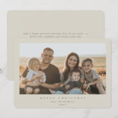 Elegant minimaal beige Lijst één foto Feestdagenkaart (Voorkant / Achterkant)