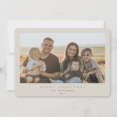 Elegant minimaal beige Lijst één foto Feestdagenkaart (Voorkant)