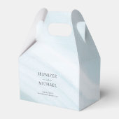 Elegant minimaal blauw en wit marmer bedankdoosjes (Voorkant Zijde)