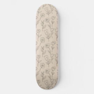 Elegant Minimaal Bloem Lijn Patroon Persoonlijk Skateboard