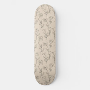 Elegant Minimaal Bloem Lijn Patroon Persoonlijk Skateboard