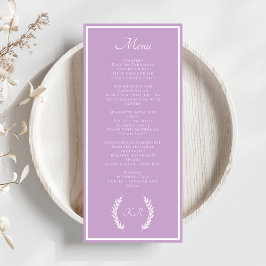 Elegant minimaal bloemig monogram Paarse lavendel Menu