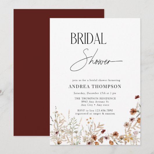 Elegant minimaal bloemig Vrijgezellenfeest Kaart (Voorkant / Achterkant)