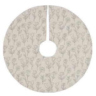 Elegant Minimaal Bloemmotief Lijnpatroon Kerstboom Rok