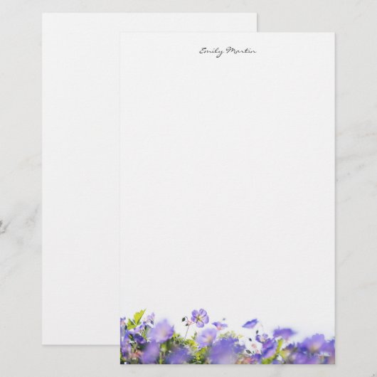 Elegant, minimaal bloemmotief Persoonlijk Briefpapier (Voorkant / Achterkant)