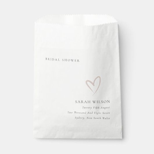 Elegant minimaal Blush Pink Heart Vrijgezellenfees Bedankzakje (Voorkant)