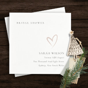 Elegant minimaal Blush Pink Heart Vrijgezellenfees Servet