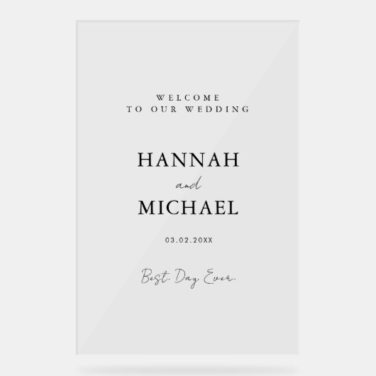 Elegant, minimaal, bruiloft acryl bord (Voorkant)